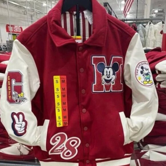 Mickey Mouse Disney Letterman Varsity Jacket Red Unisex - Picture 7 of 7